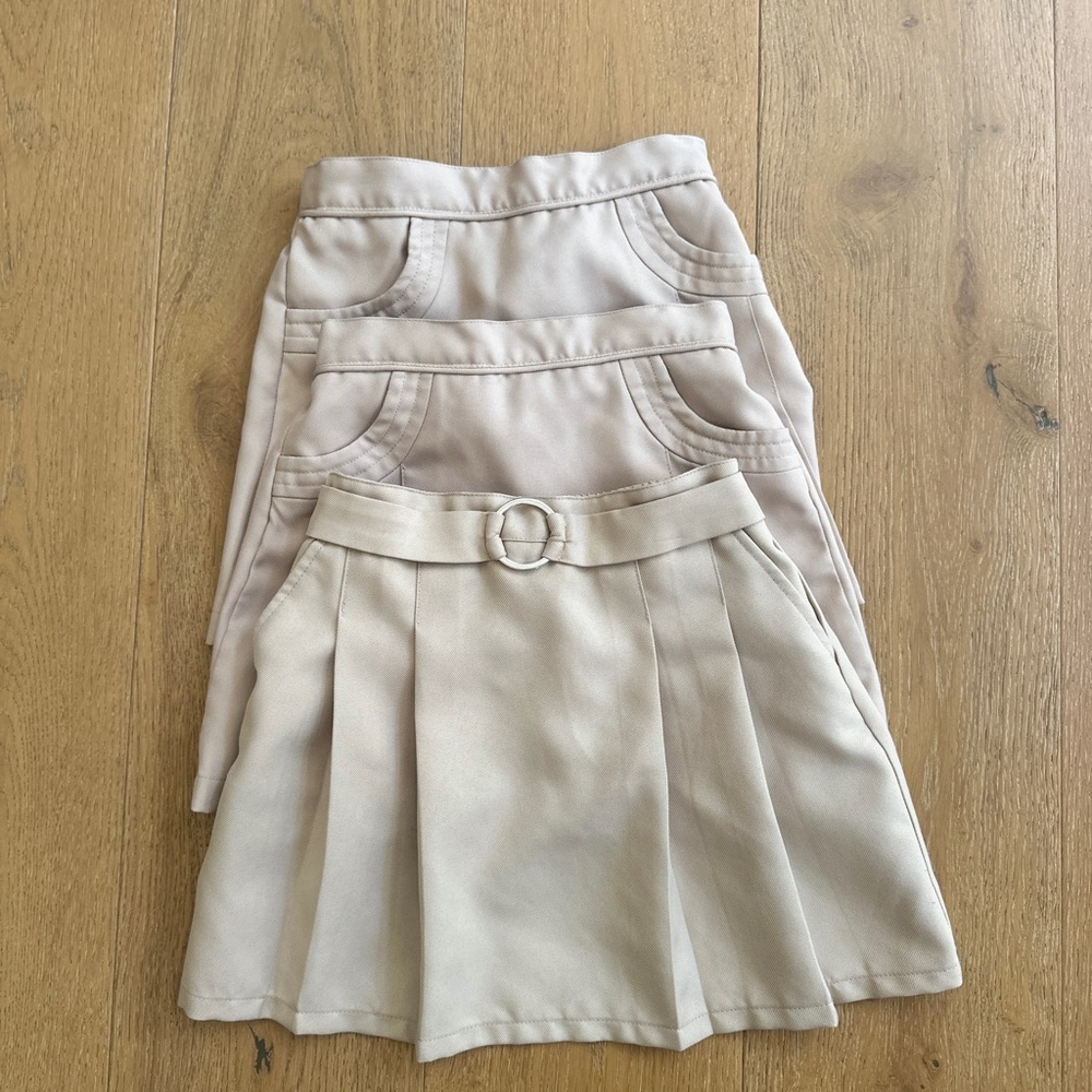 Nautica Tan Cream Mini Skater Skirt Pleated Work
